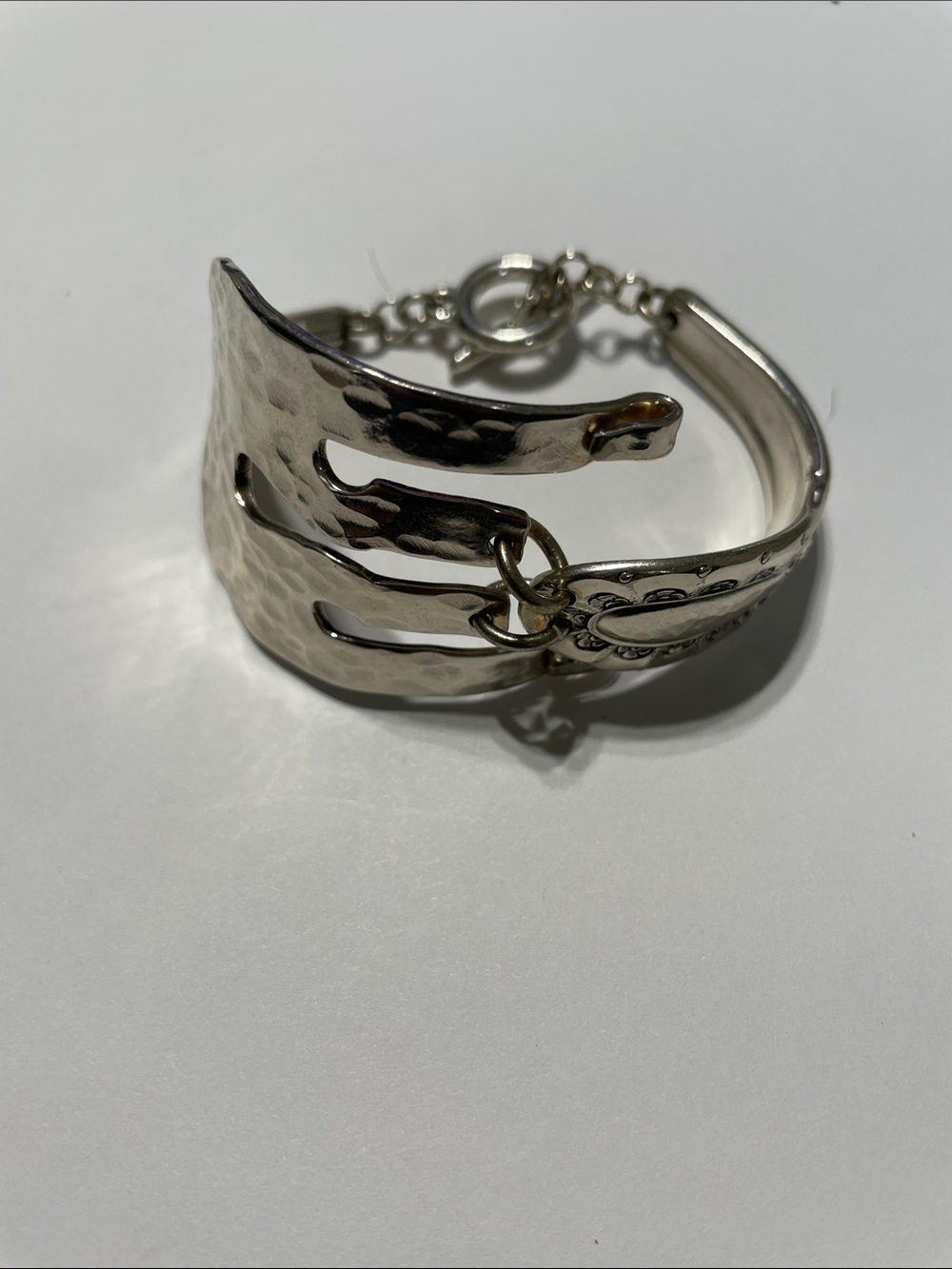 Silver-Tone Hammered Bracelet. 8/10/6